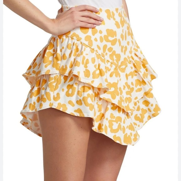 Mother Yellow Leopard Print Mini Skirt Size 24 - Picture 1 of 14